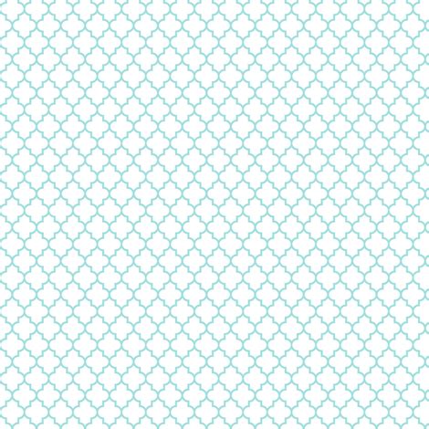 quatrefoil light teal on white - small fabric - misstiina - Spoonflower