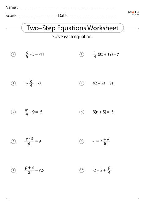 Two Step And Multi Step Equations Worksheet