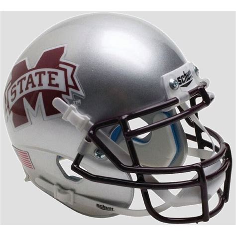 Mississippi State Bulldogs Alternate Silver Schutt Authentic Mini ...