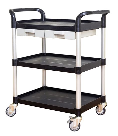 3 tiers Shelving Utility Cart Medical carts with ABS drawers