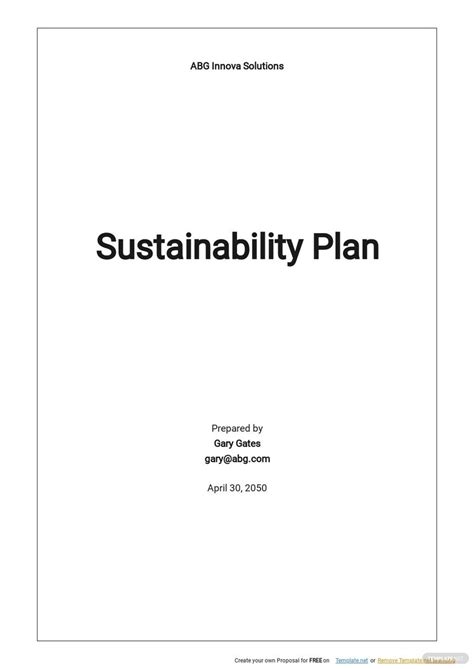 Free Sample Sustainability Plan Template - Google Docs, Word, Apple ...