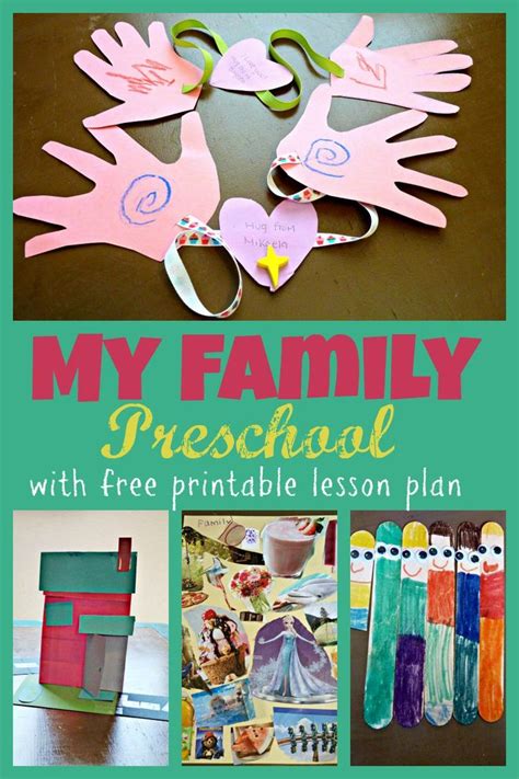 a collage of paper crafts with the words, my family preschool and free printable lesson