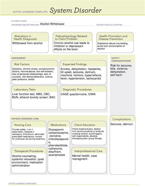 System disorder alcohol - ACTIVE LEARNING TEMPLATES System Disorder ...