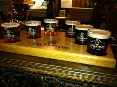 A tempting line-up after the tour. - Picture of Theakston Brewery, Masham - TripAdvisor