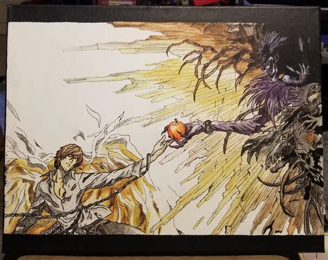 My friend made this wonderful painting of Death Note's "The Creation of Adam" from the first ...