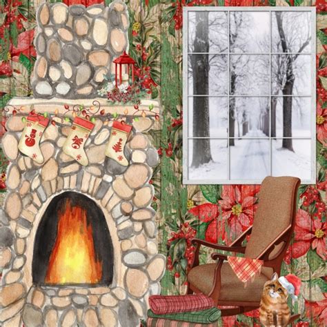 Cozy Winter Fireplace Scene Free Stock Photo - Public Domain Pictures