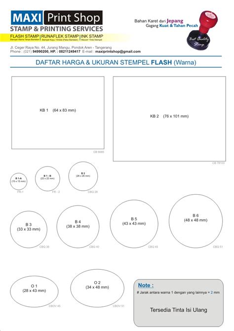 MAXI Print Shop: Contoh Ukuran Standard Stempel Flash/Laser