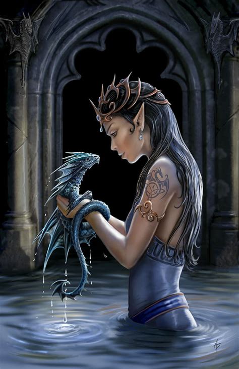 HD wallpaper: Anne Stokes, digital art, dragon, elves, fantasy Art ...