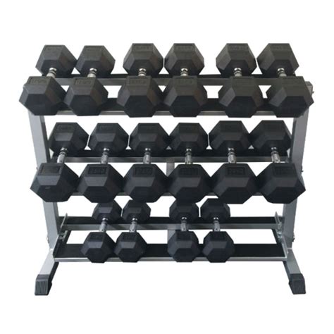 Rubber Hex Dumbbell Set 12.5kg-30kg + Rack