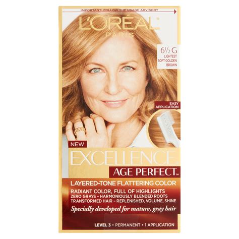 L'Oreal Paris Age Perfect Permanent Hair Color Kit, 6 1/2 G Lightest Soft Golden Brown - Walmart.com