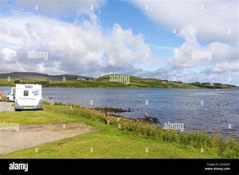 Isle of Skye, Kinloch camp site for motorhomes and caravans at Loch Dunvegan,Scotland,UK,summer ...