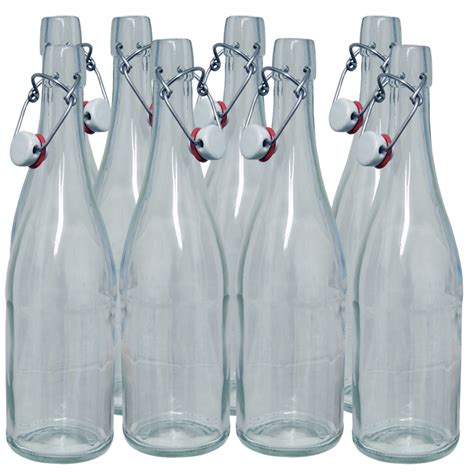 750ml Classic Style Clear Glass Swing Top Bottle - Pack Of 8 For Water / Wine | eBay