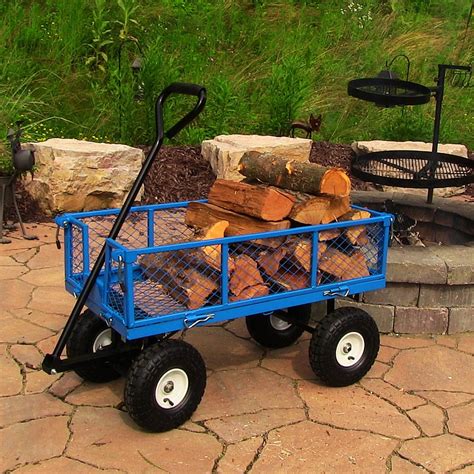 Sunnydaze Garden Cart, Heavy Duty Collapsible Utility Wagon, 400 Pound Capacity, Blue - Walmart ...