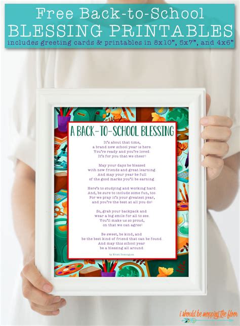 Free Back to School Blessing Printables | i should be mopping the floor