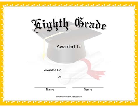 Mortarboard Grade 8 Certificate Printable Certificate | Printable certificates, 8th grade ...