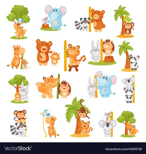 Funny animals measuring and comparing heights Vector Image