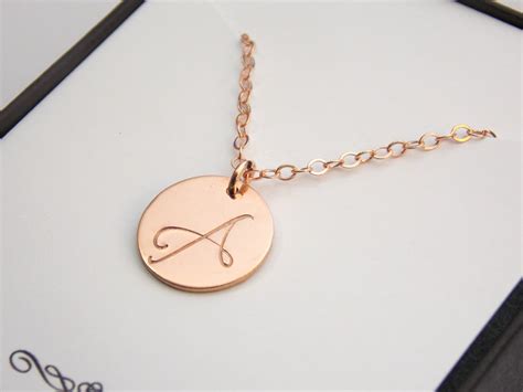 Rose Gold Initial Necklace Rose Gold Letter Necklace - Etsy