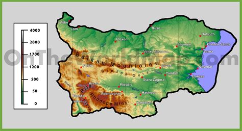 Bulgaria physical map - Ontheworldmap.com