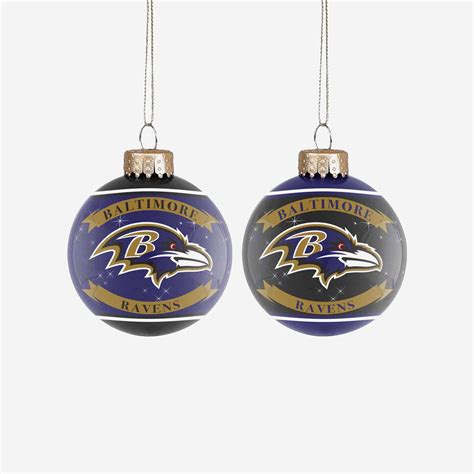 Baltimore Ravens 2 Pack Ball Ornament Set FOCO