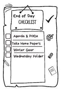 End of Day Checklist by Heather Tetzlaff | TPT