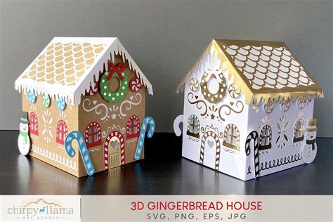 3D Gingerbread House- SVG File Afbeelding door chirpyllama · Creative Fabrica