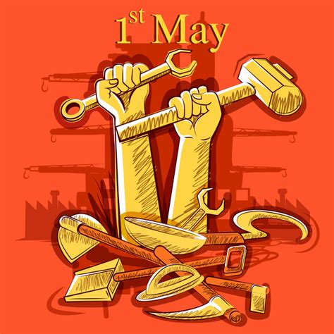 1 May international workers labor day poster hand drawn vector 06 free download