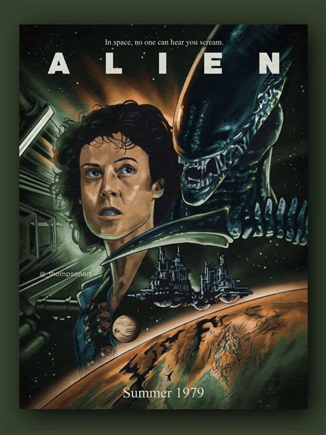 Alien 1979 Illustrated Movie Poster (OC) : r/Illustration