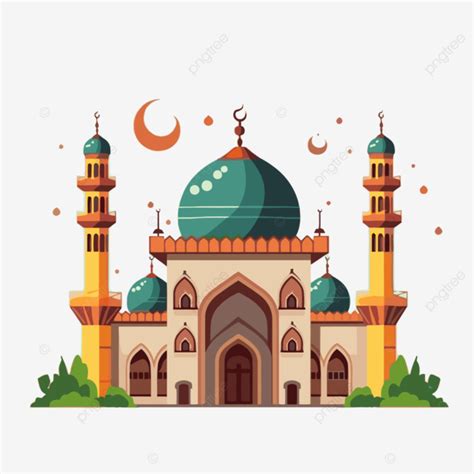 Masjid Clipart Muslim Mosque In Elegant Flat Style Cartoon Vector ...