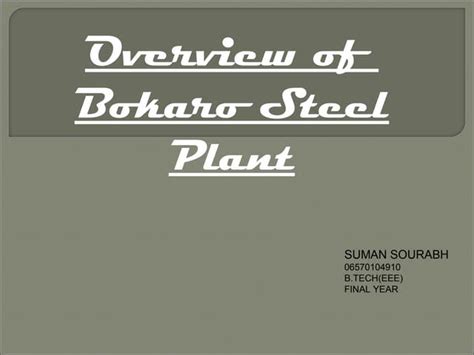 Ppt on bokaro steel plant