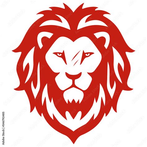 Red Lion Head Scar Logo Vector Illustration Mascot Design Stock Vector ...