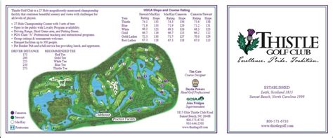 Slope and Rating Scorecard - Thistle Golf Club