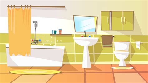 Modèle De Fond Intérieur Salle De Bain Dessin Animé | Vecteur Premium