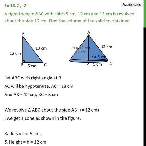 Ex 11.3, 7 - A right triangle ABC with sides 5 cm, 12 cm