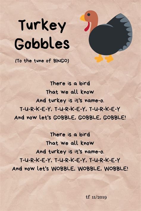 Turkey Song to the Tune of BINGO