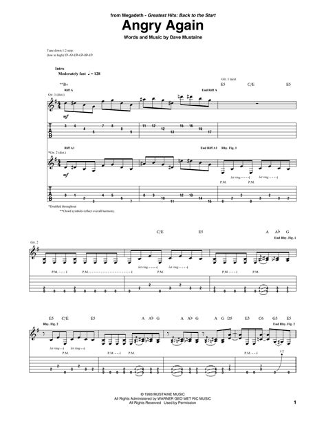 Megadeth Angry Again Sheet Music Notes, Chords in 2022 | Sheet music, Guitar tabs, Sheet music notes