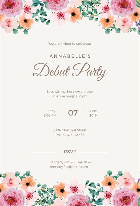 Free Formal Debut Invitation Template in Microsoft Word, Microsoft Publisher, Adobe Illustrator ...