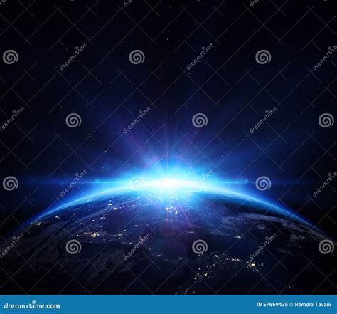 Planet Earth with Sunrise in the Space Stock Illustration - Illustration of sunlight, blue: 57669435