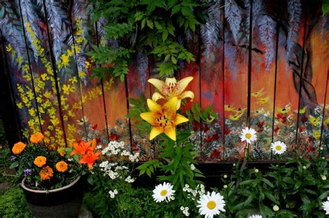 I Revived Our Old Garden Fence By Painting Vivid Flowers On It | Garden fence art, Garden mural ...