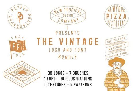 The vintage logo & font super bundle | Vintage logo, Logo fonts, Logo ...