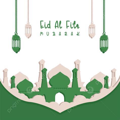 Eid Al Fitr Vector PNG Images, Islamic Festival Eid Al Fitr Mubarak Green Gray Color Transparent ...