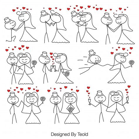 Wedding Clipart Clip Art Stick People Couple Figure by TeoldDesign