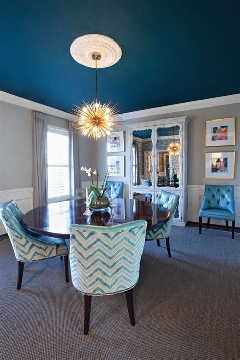 Painted Ceilings Ideas | The Distinctive Cottage | Dining room colors, Blue ceilings, Dining ...