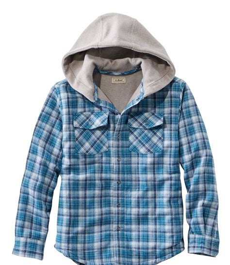 Boys' Fleece-Lined Flannel Shirt, Hooded Plaid