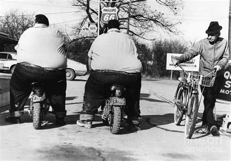 Obese Twins On Motorbikes by Bettmann