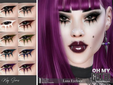 The Sims Resource - Oh My Goth - Luna Eyeliner in 2023 | Sims, Sims 4 cc goth, Sims 4