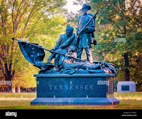 Tennessee Civil War soldiers are honored with a monument, “Passing of Honor” at Shiloh National ...