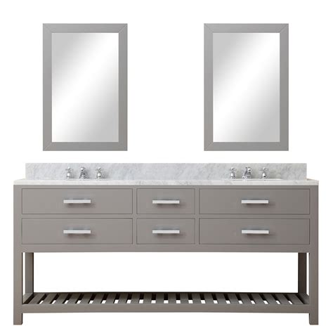 72 inch Gray Finish Double Sink Bathroom Vanity One Mirror