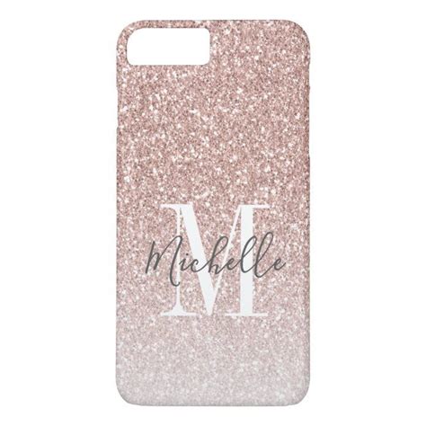 Rose Gold Pink Glitter Monogram Script Name Case-Mate iPhone Case | Zazzle.com | Phone case ...