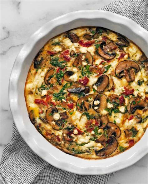 Mushroom Pepper Feta Crustless Quiche | Last Ingredient