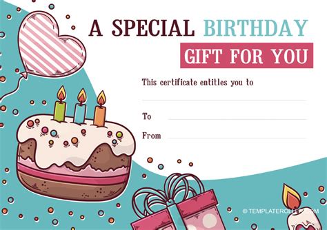 Birthday Gift Certificate Template - Tasty Cake Download Printable PDF | Templateroller